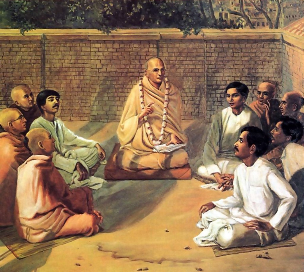 Srila Prabhupada meeting his guru, Srila Bhaktisiddhanta Saraswati Thakura, for the first time