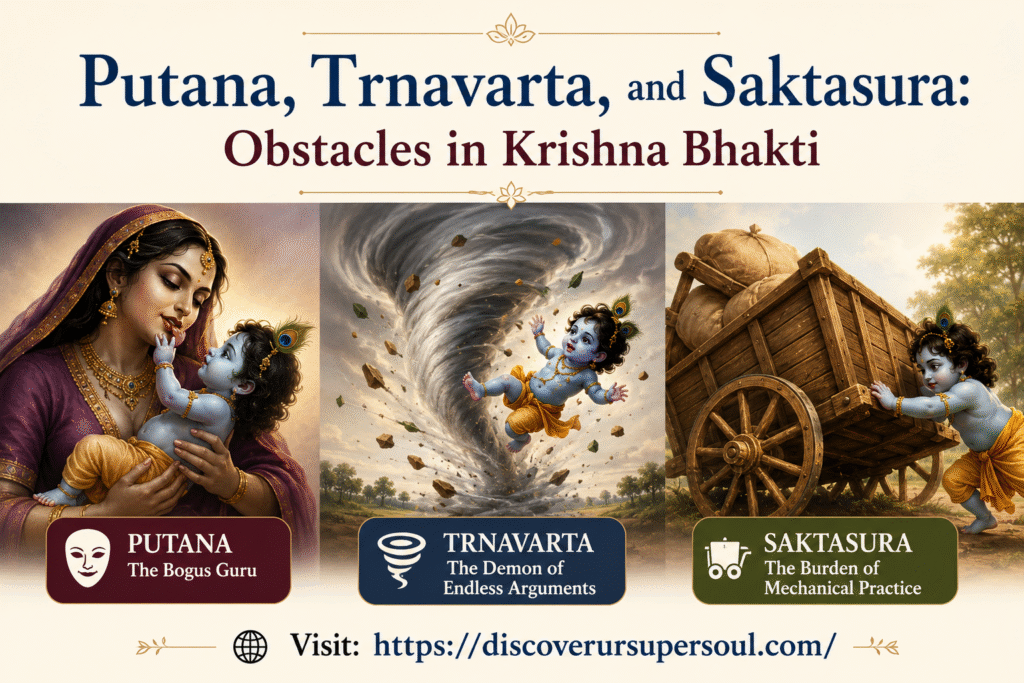 Putana, Trnavarta, and Saktasura: Three obstacles in Krishna Bhakti 